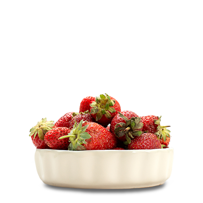 a bowl of strawberries from which liquid flavoring is made