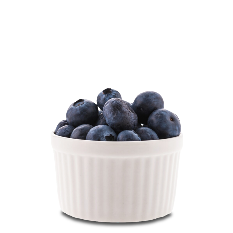 a bowl of blueberries from which liquid flavoring is made
