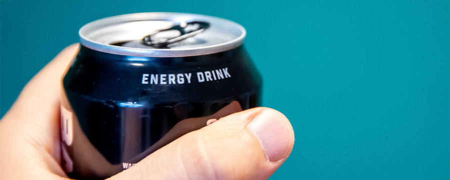 Close-up of a clean energy drink can, representing natural ingredients and transparency in the clean energy drinks market