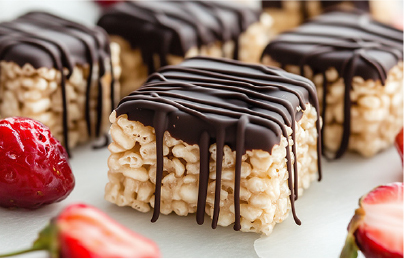 Bite-size desserts showing a crispy-chewy, layered texture combo