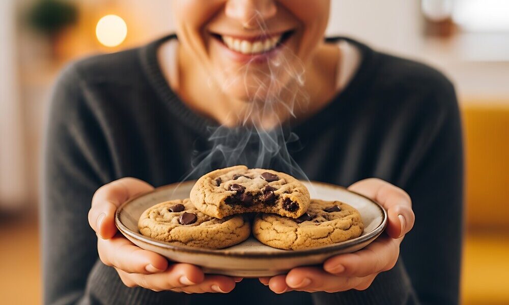 Blueprint-style drink sketches beside a finished cocktail, representing the “blueprints” of taste genetics