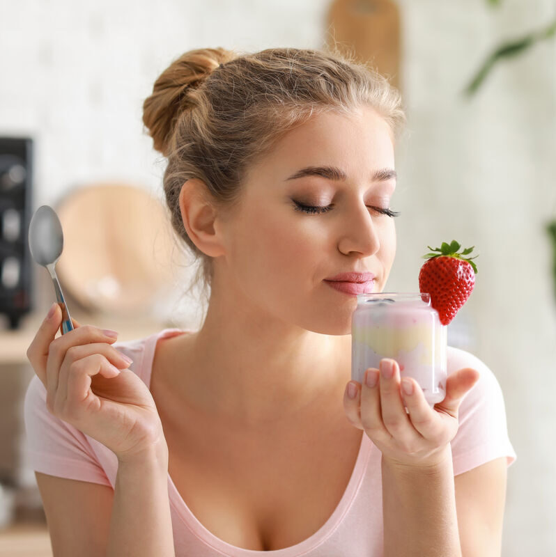 Strawberry aroma boosting perceived sweetness in yogurt—how retronasal timing can lift strawberry flavoring in reduced sugar.
