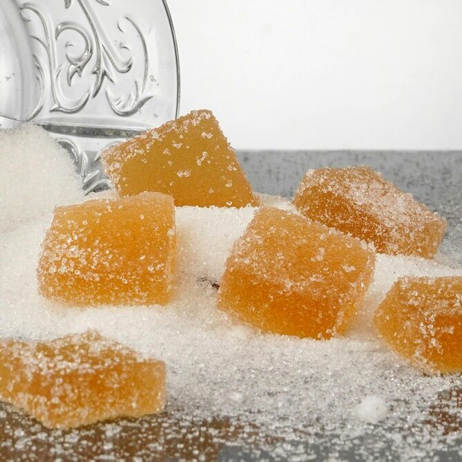 Elderflower lemon gummies, where floral top notes can flash off during cooking and leave a generic citrus taste.